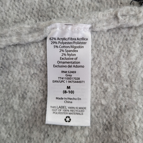 Time and Tru Heather Gray and Violet Patterned Crewneck Sweater Super Soft - Picture 7 of 8